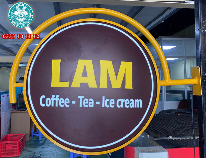 hộp đèn tròn 2 mặt, biển vẫy mica, hộp đèn LED mica, 